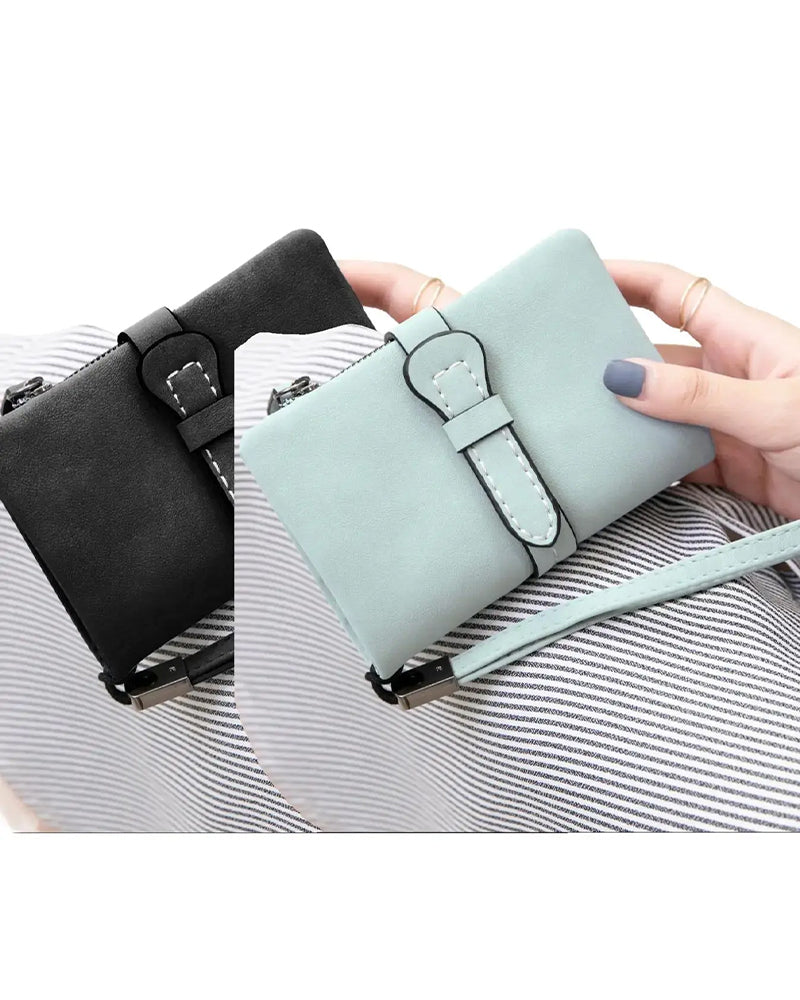 Women's Elegant Minimalist Short Wallet with Wristlet, Casual Versatile Zipper Card Holder Wallet, Trendy Wallet for Daily Use