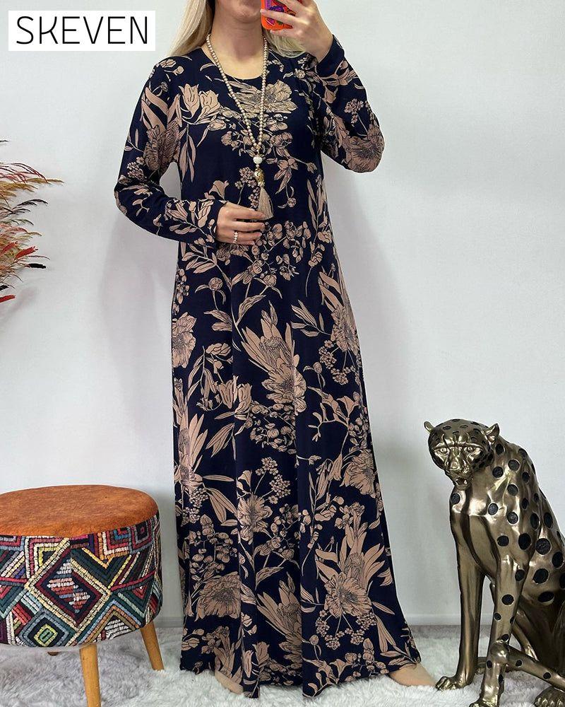 Round neck floral pattern dress