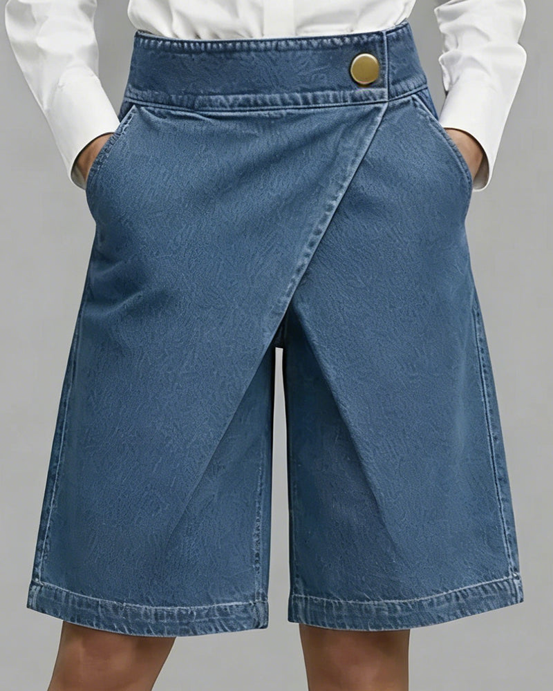Denim Asymmetrical Pocket Pants