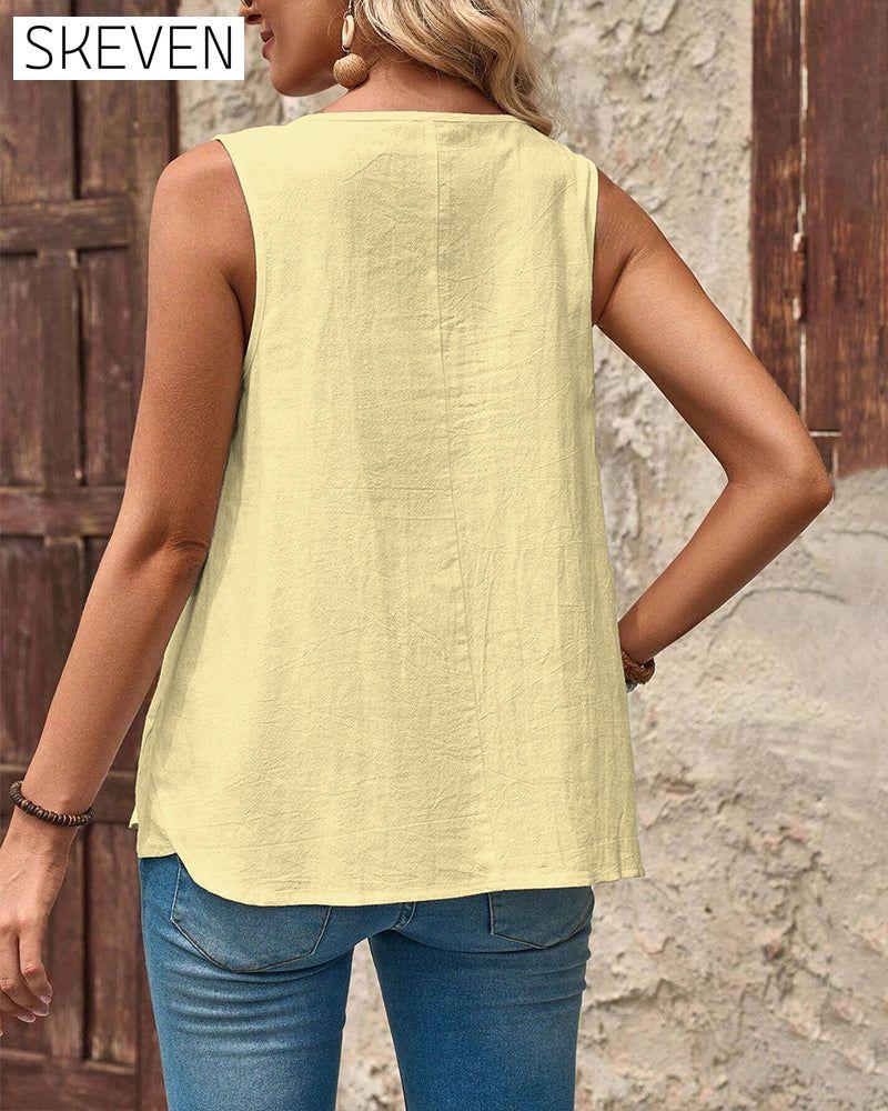 Sleeveless Simple Printed Tank Top