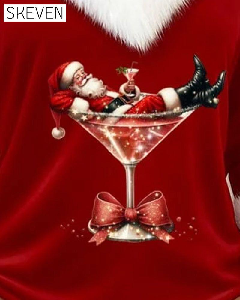 Langarmshirt mit Plüsch-Weihnachtsprint