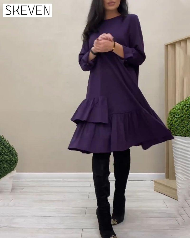 Gentle ruffled knee-length dress