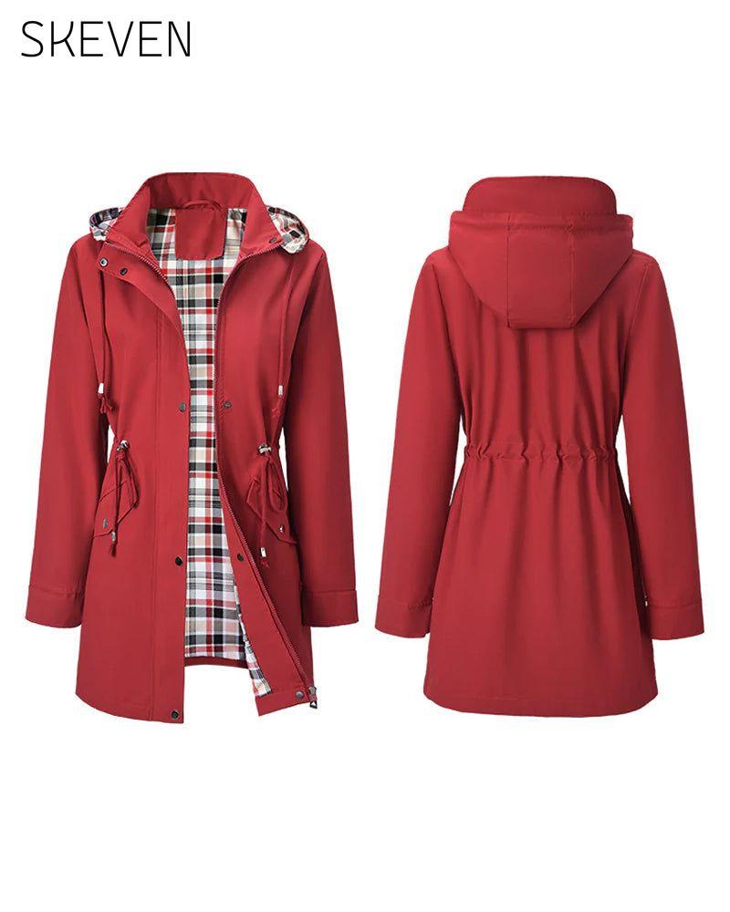 Wasserdichte, lange Trenchcoats mit Kapuze für Damen