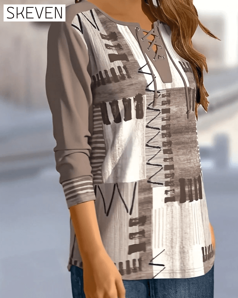Stylish Criss-Cross Strap Plaid Print Top
