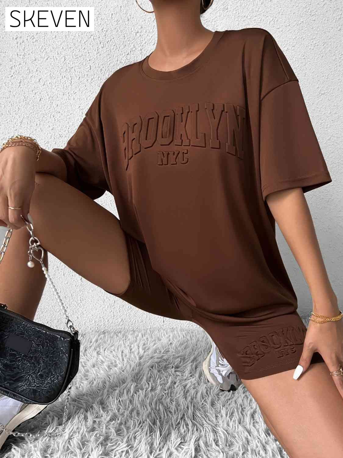 BROOKLYN NYC Graphic Top and Shorts Set clothes lounge lounge wear lounge wear sets loungewear S&M&Y Ship From Overseas