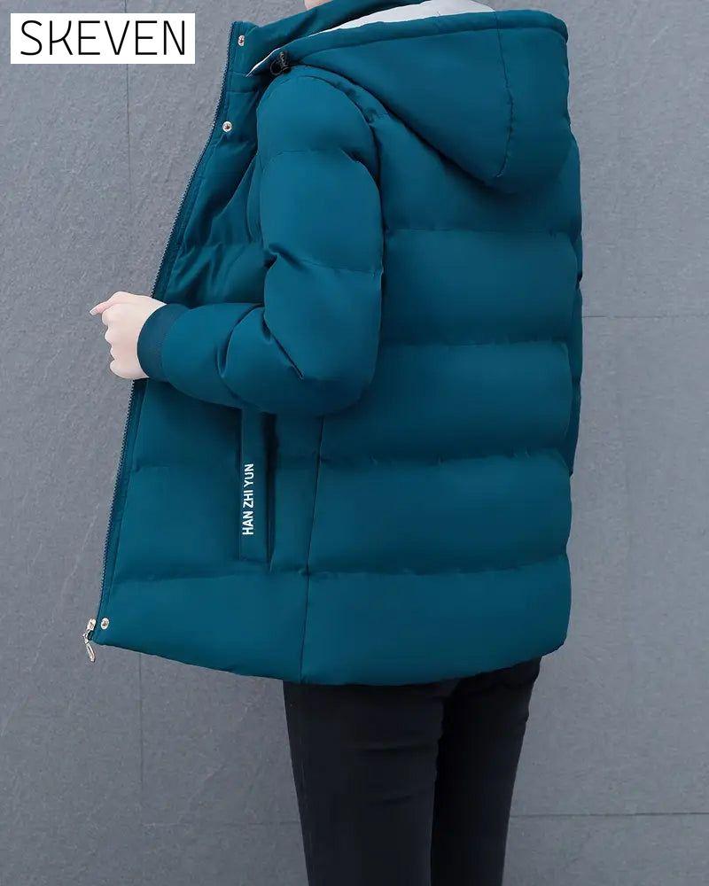 Casual Solid Color Warm Hooded Jacket