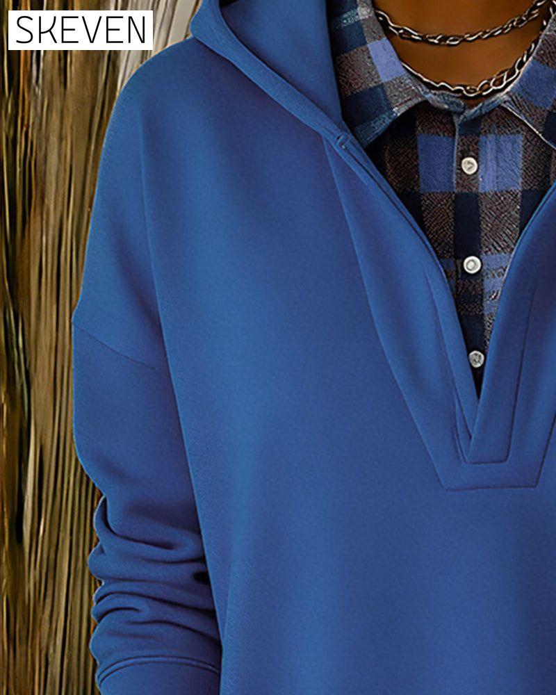 Zweiteiliger Kapuzenpullover mit Karomuster