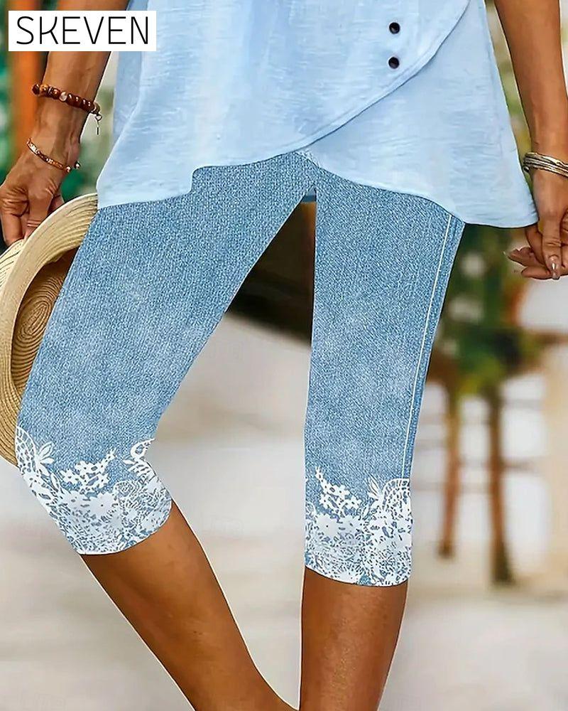 Lässige bedruckte Cropped-Hose
