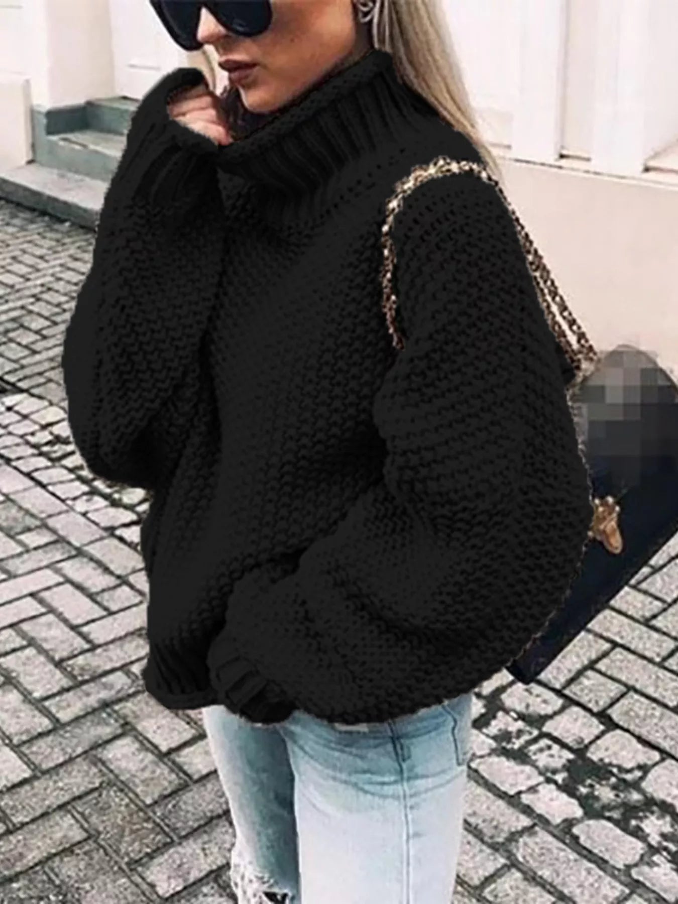 Full Size Chunky Knit Turtleneck Sweater Plus Size