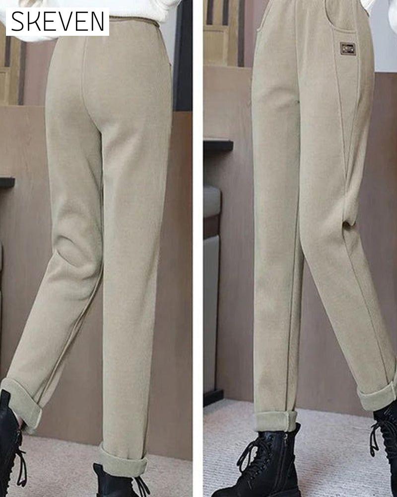 Warme, hochgeschnittene Hose mit Wollfutter