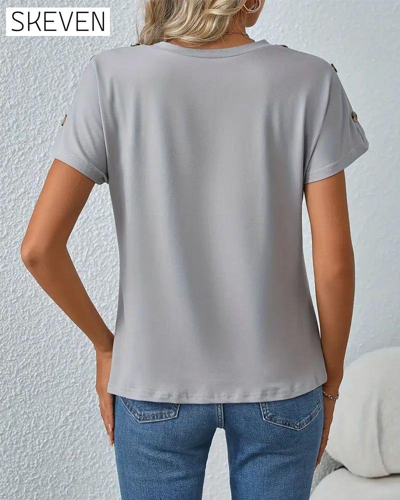 Rundhals-T-Shirt mit Leopardenmuster und Farbblock-Design