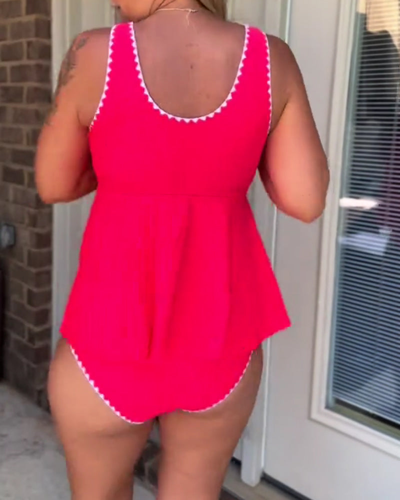 Stylish Contrast Triangle Tankini