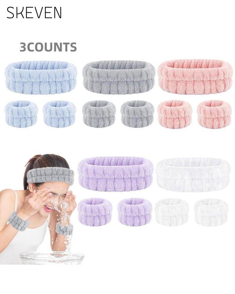 Three-Piece Face Wash Headband Set