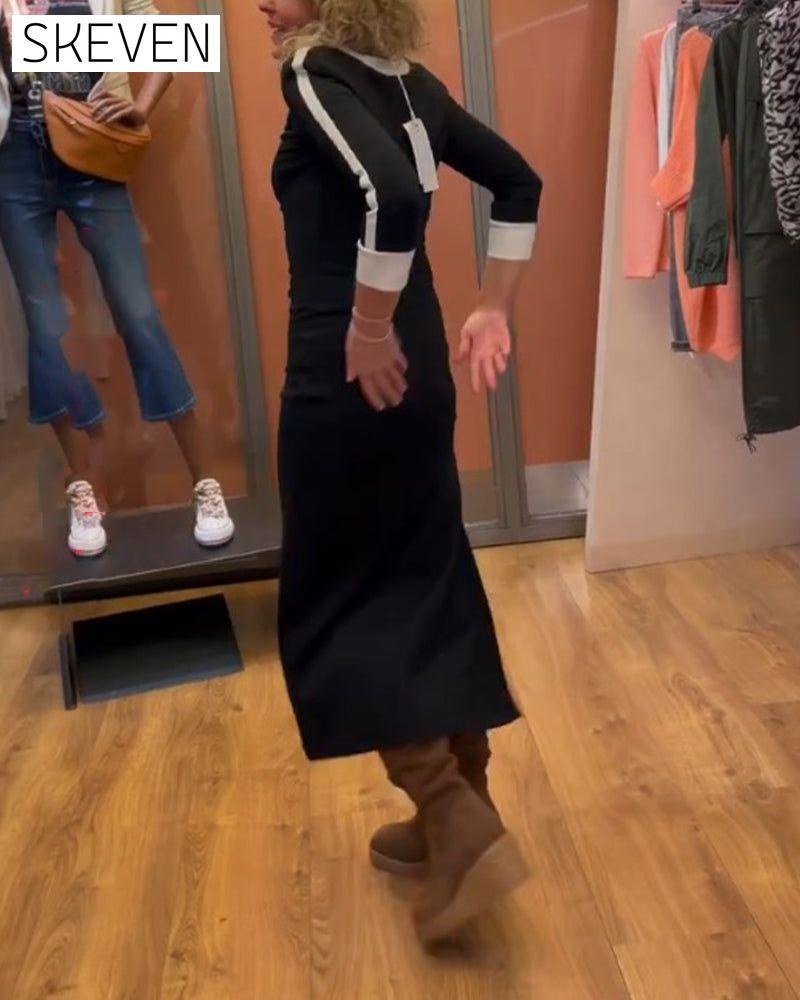 Kleid mit V-Ausschnitt und 3/4-Ärmeln