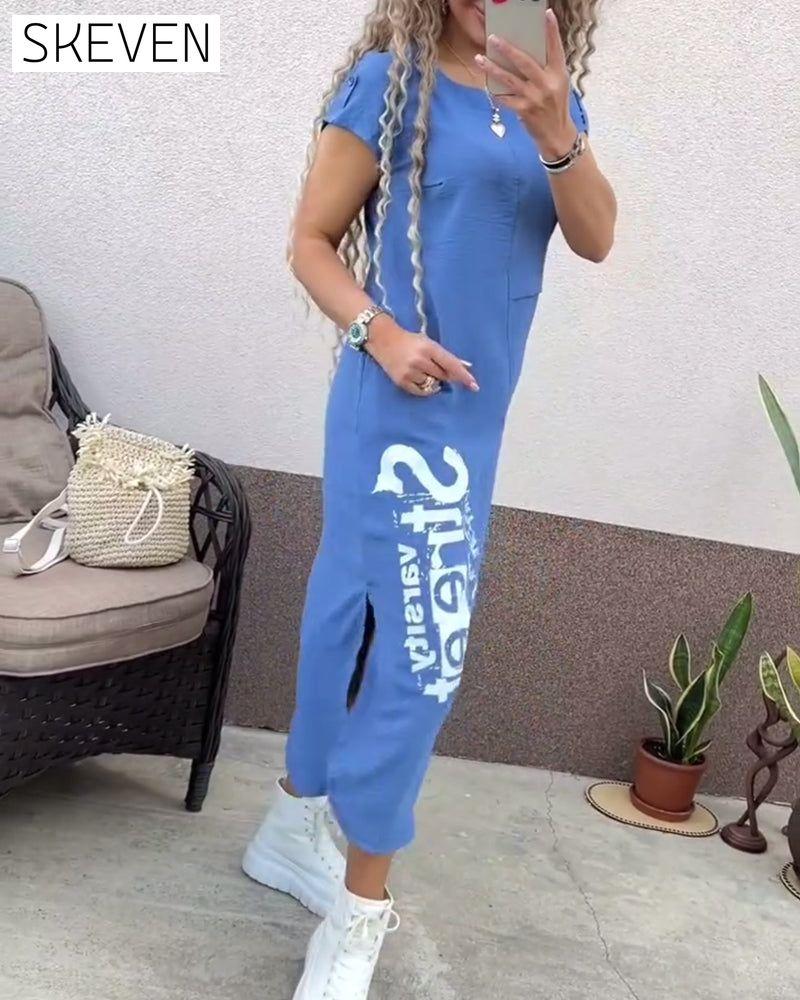 Sexy Kurzarmkleid mit Schlitz