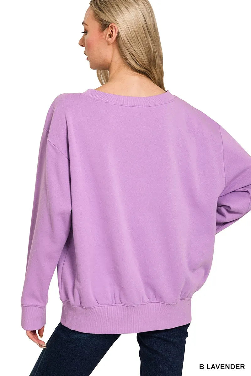 Zenana Fleece-Sweatshirt mit Bootsausschnitt