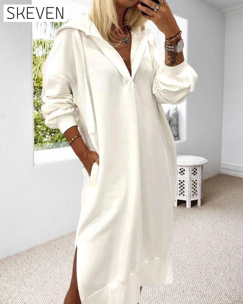 Solid color hoodie dress 2022 f/w 23BF casual dresses Clothes Dresses