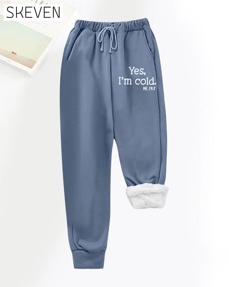Freizeithose aus Fleece mit Buchstabenprint