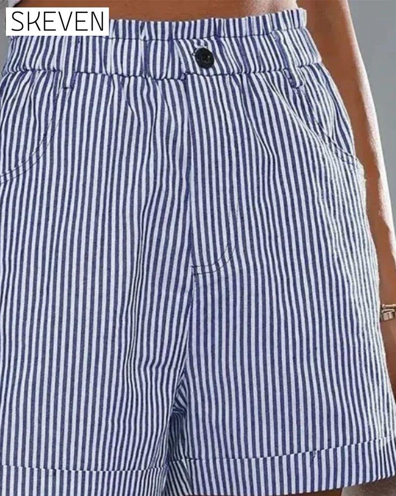 High Waist Stripe Print Shorts
