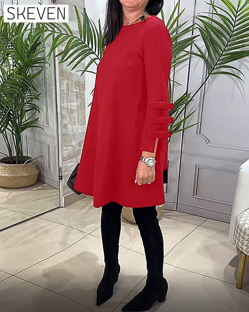 Casual Knee Length Dress with Long Sleeve