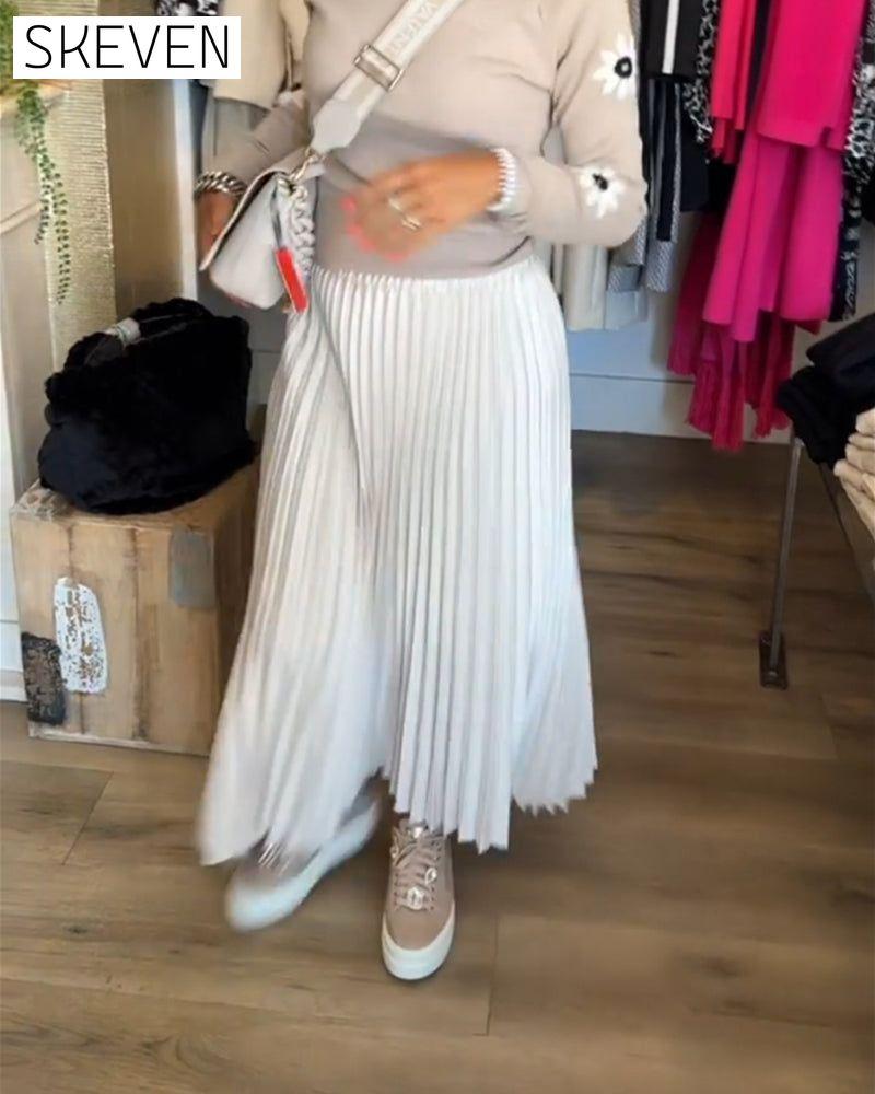 Pleated solid color dress