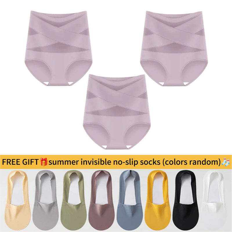💖💖Last Day-Buy 1 Get 3 Packs💖Plus-Size High-Waist Cross Tummy Control Panties