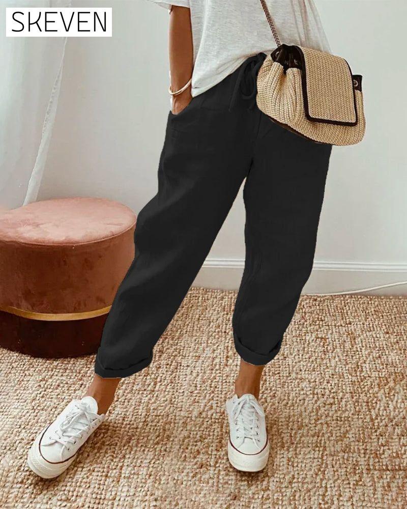 Pantalon en pur coton uni