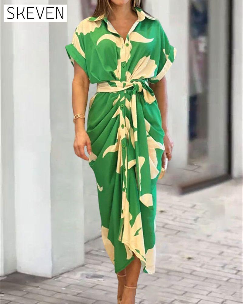Printed shirt dress- Casual Dresses discount Spring Summer