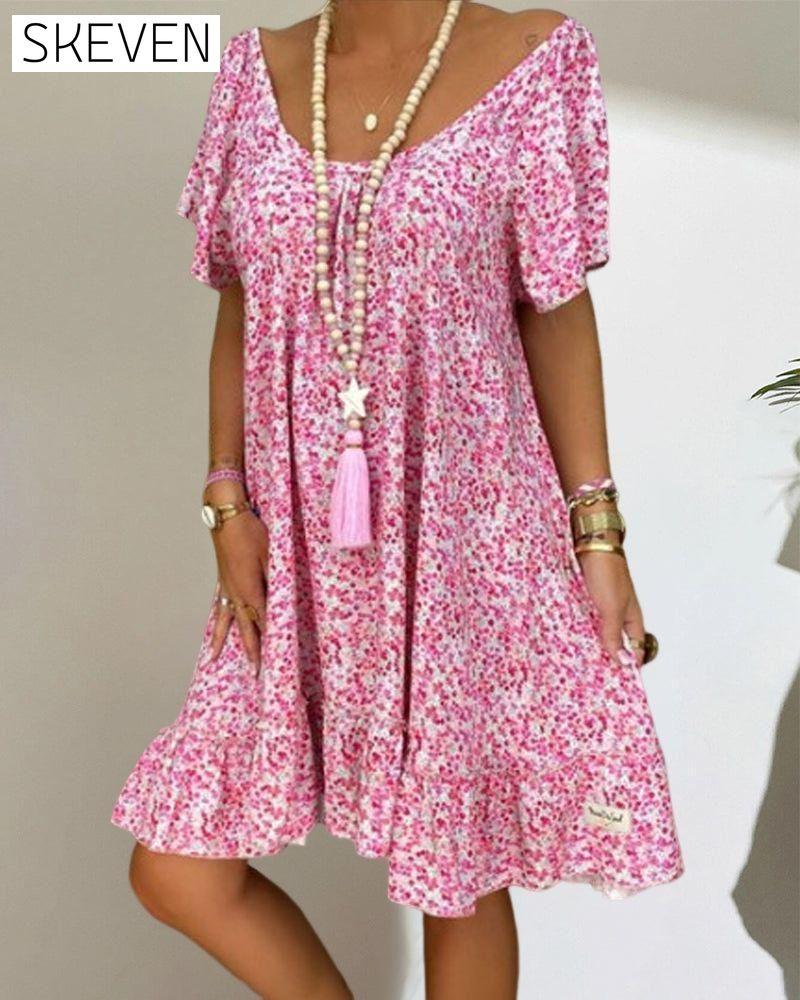 Floral Rrint Ruffle Sleeve Dress 23BF Casual Dresses Clothes Dresses SALE Spring Summer