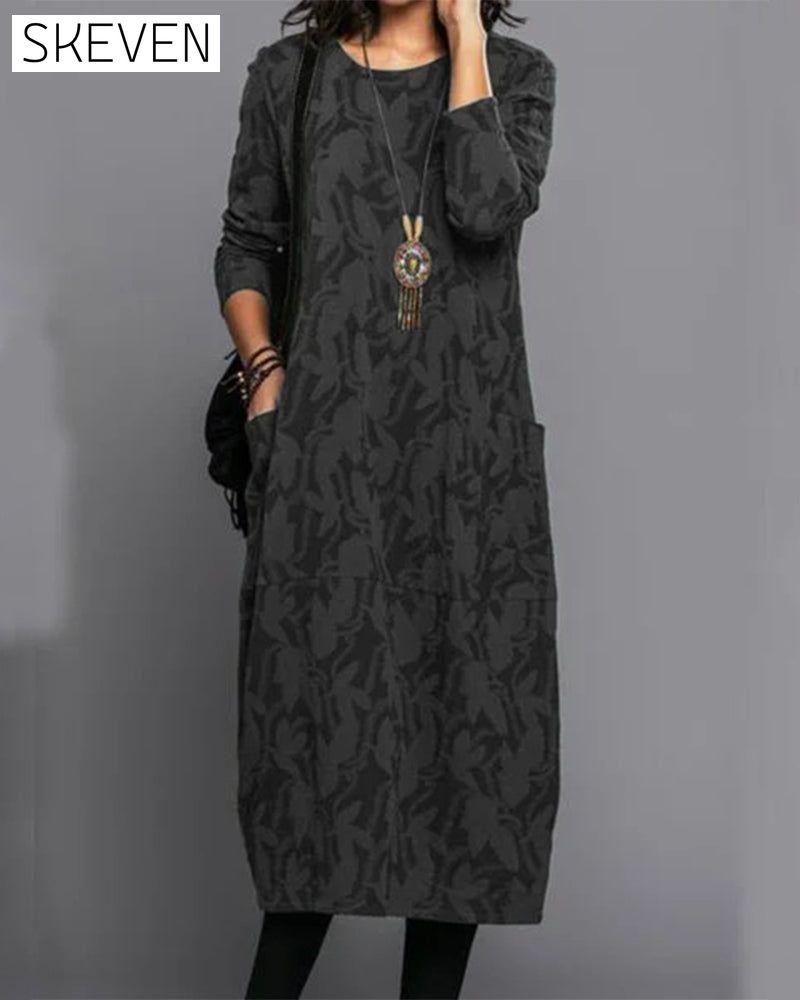 Patterned Dress with Long sleeves with Pockets Black 2022 f/w 2023 F/W 23BF casual dresses Clothes discount Dresses