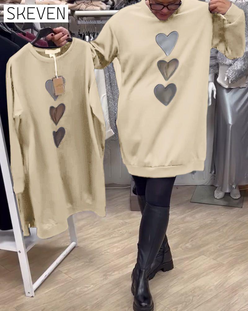 Casual Heart Pattern Shift Dress