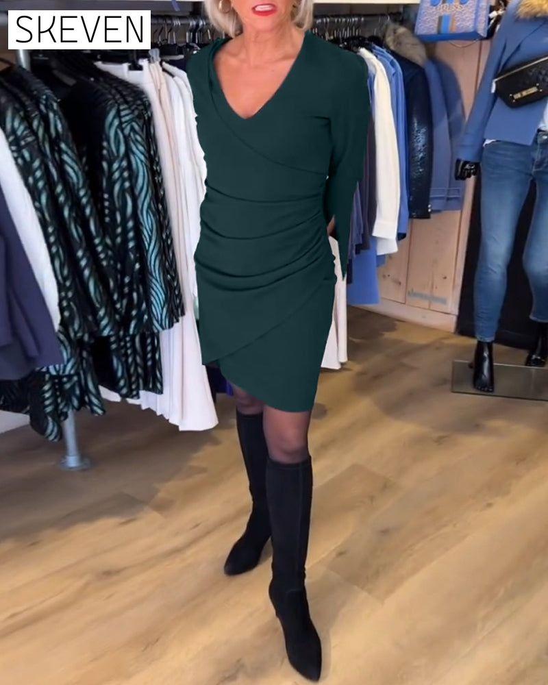 V-neck flare Sleeve dress