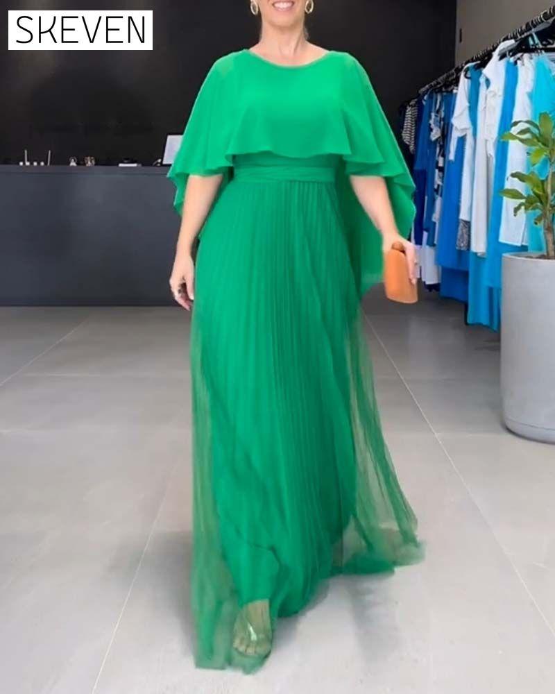 Maxikleid mit Rundhalsausschnitt und A-Linien-Form