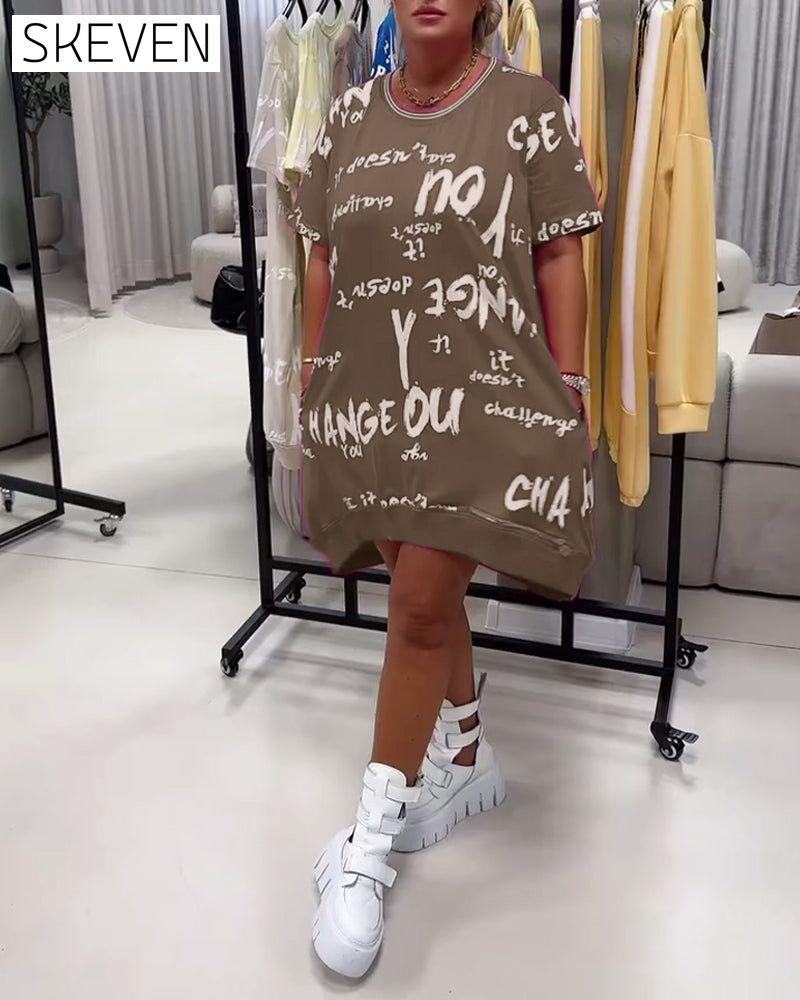 Loose Letter Print Dress
