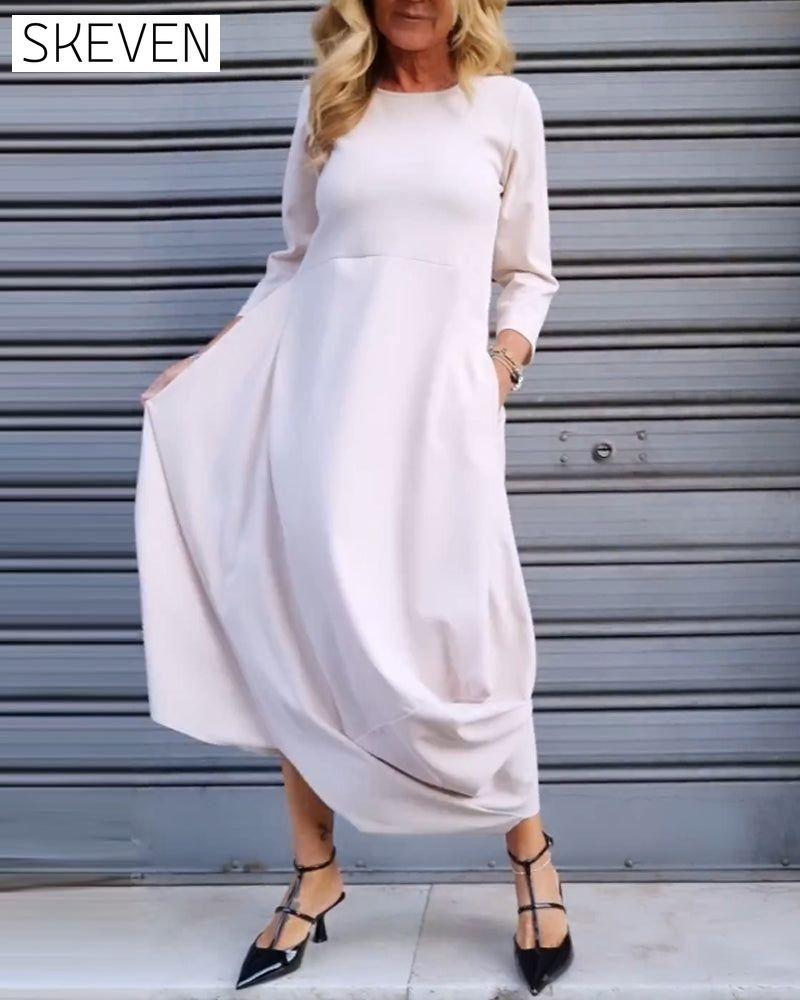 Simple solid color pocket dress 2023 f/w 23BF casual dresses Clothes Dresses spring