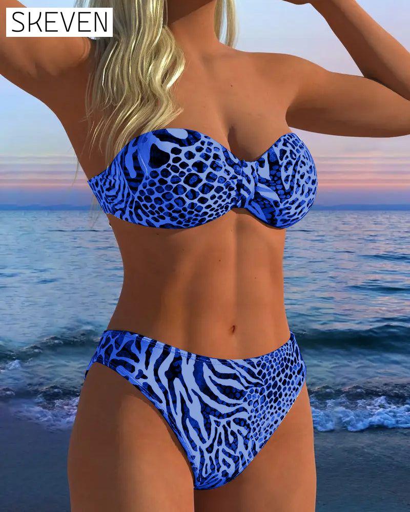 Sexy zweiteiliger Badeanzug mit Leopardenmuster