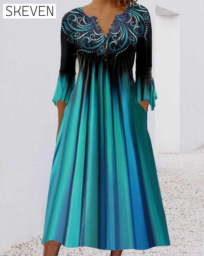 V-neck gradient dress 23BF Casual Dresses Clothes Dresses Spring Summer