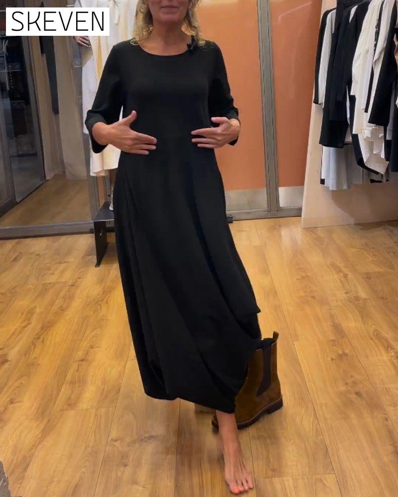 Long-sleeved crew neck dress