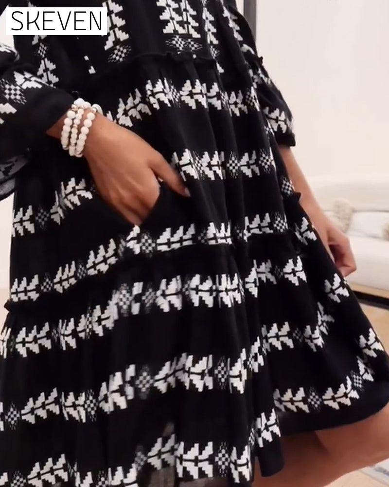 Fashion print elegant short dress