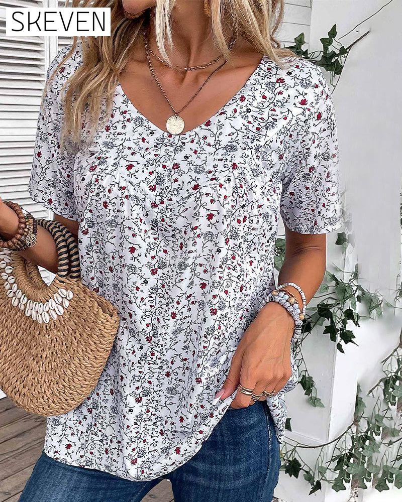 Rüschenbluse mit Blumenmuster