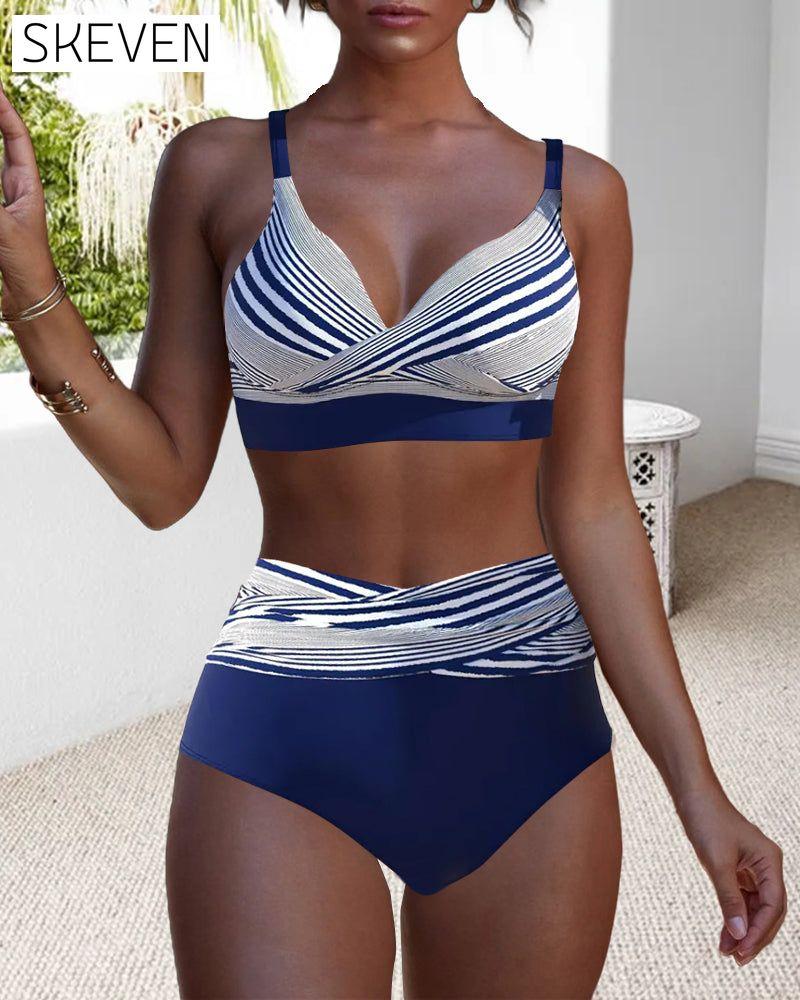 Bikini deux pièces push-up à rayures