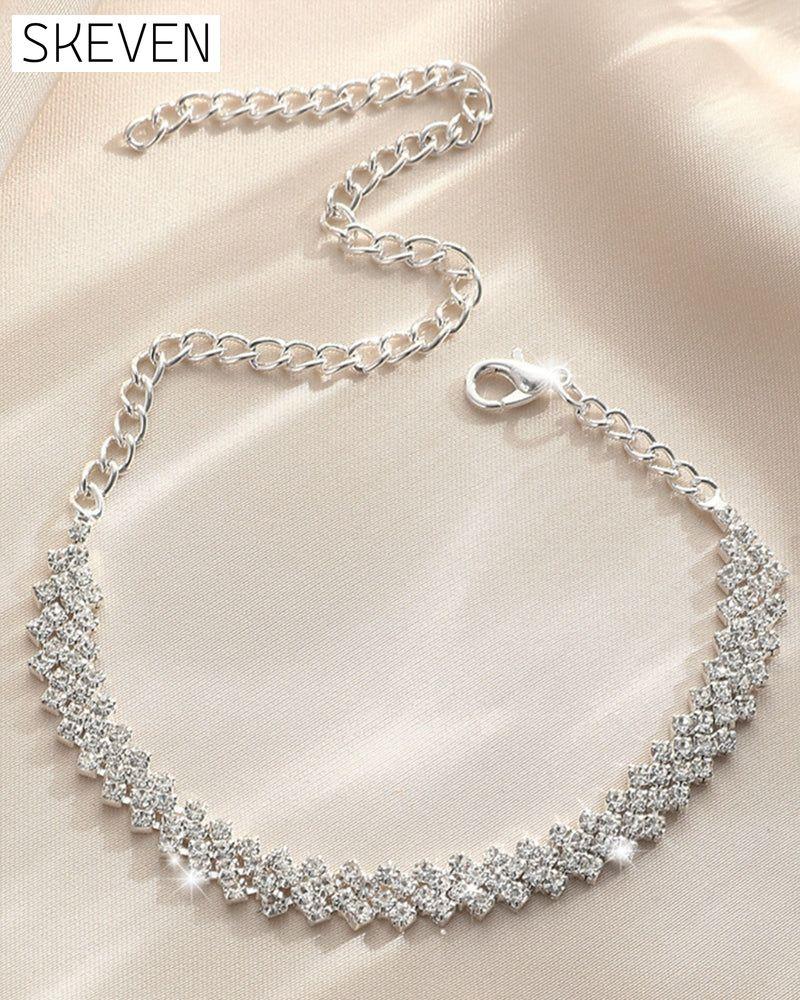 Unregelmäßiger Strass-Fußkettchen in Rautenform