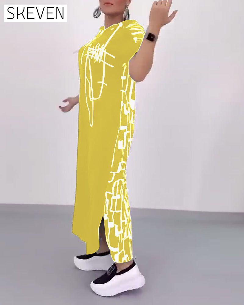 Robe ample contrastée à demi-zip