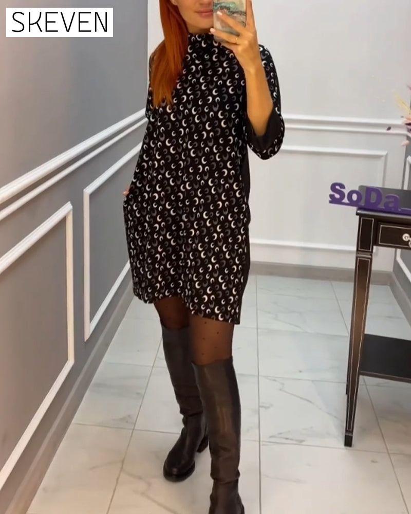 Casual butterfly printed dress