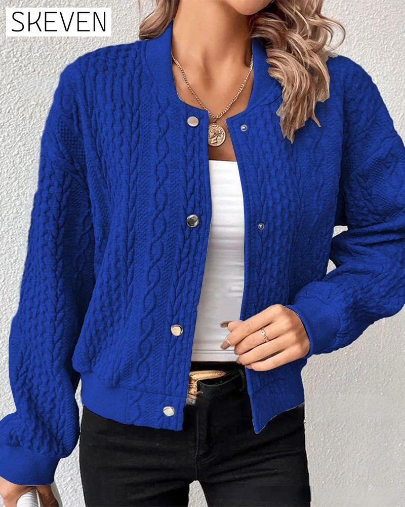 Einfarbige Strickjacke mit Knopfleiste
