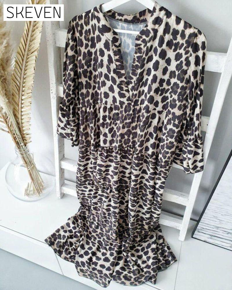 Loose leopard print dress 23BF Casual Dresses Clothes Dresses Spring Summer Vacation Dresses