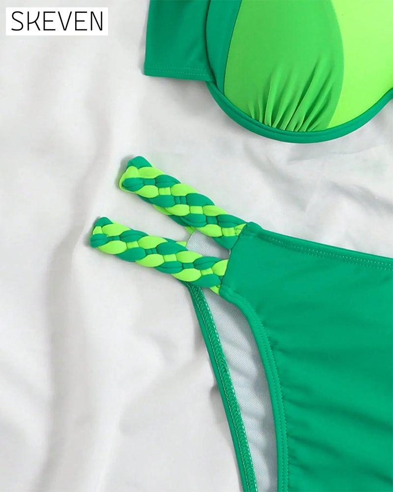 Ensemble bikini dos nu colorblock