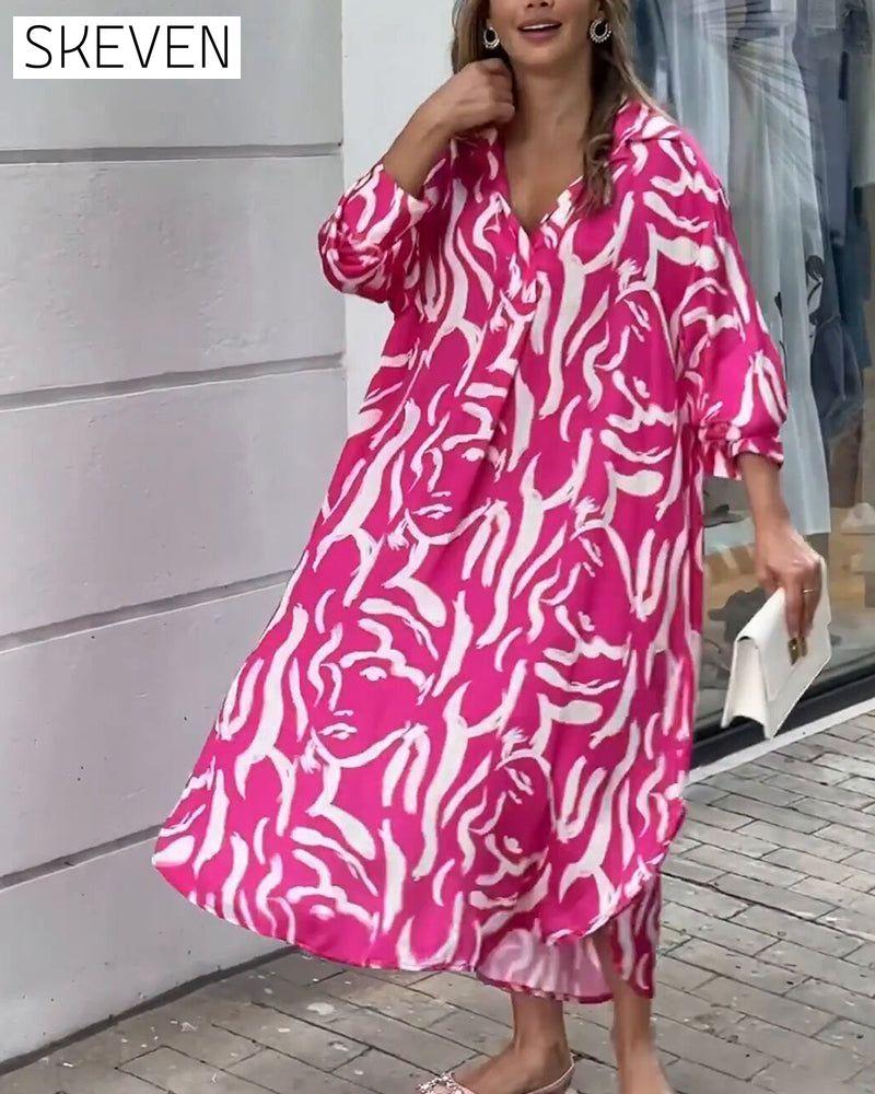 Lapel fashion dress in print 23BF Casual Dresses Clothes Dresses SALE Spring Summer
