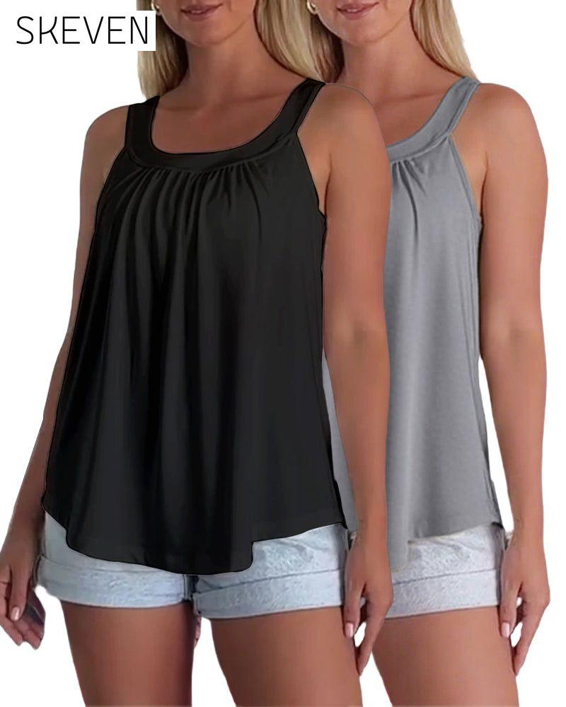 Set aus trägerlosem, plissiertem, einfarbigem Tanktop