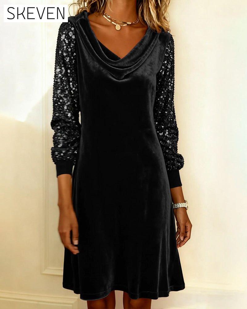 Elegant Velvet And Sequined Dress
